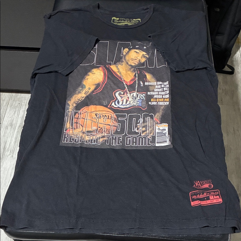 Mitchell & Ness Black Graphic Tee with Red Accents